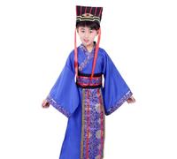 Kids Traditional Chinese Outfit for Boys - 3Pcs Ancient Dynasty Inspired Costume Garb Belt And Hat, Ideal for Cultural Performances, Festivals and Role Play