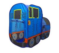 Kids Train Tent - Folding Play Cabin Shelter, Indoor Outdoor Activity Space, Quick Setup Lightweight Fabric Playhouse Structure, Bright Cartoon Printed Design Theme | Play Area For Home Party Use