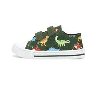 Kids Trainers Boys Green Dino Easy On Casual Sneakers Outdoor School Shoes Walk Sport Canvas Shoes Size 6 UK Child