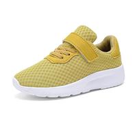 Kids Trainers Breathable Knit Upper Sneakers for Children UK Lightweight Non - Slip Sole Low Top Outdoor Travel Essentials Sports Hiking Walking Running Shoes for Little/Big Kids Yellow