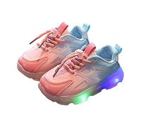 Kids Trainers Colour Gradient Effect Light Up Feature Lace Up Fastening Soft Soles Dad Shoes Style for Children Casual Sport Playground Sneakers