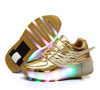 Kids Trainers Girls Roller Skates Shoes with Wheels Boys LED Strips Luminous Skateboarding Shoes Inline Automatic Retractable Cross Trainers Outdoor Sports Fitness Gymnastic Sneakers
