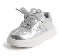Kids Trainers Glitter Panel Lightweight Soft Sole Casual Skate Sneakers