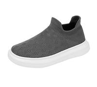Kids Trainers Non-Slip Hook and Loop Boys School Shoes Stretchy Breathable Children Sneakers Play Sports Activewear Trainer Lounge Classic Running Shoes Versatile Athletic Shoe Grey
