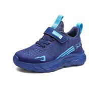 Kids Trainers with Letter Printed Mesh Pure Colour Jogger Sneakers Adjustable Breathable Lounge Shoes Everyday Wear Classic Jogging Trainers for Boys Suitable Vintage Leisure Sneakers Dark Blue