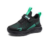 Kids Trainers with Letter Printed Mesh Pure Colour Jogger Sneakers Adjustable Breathable Lounge Shoes Everyday Wear Classic Jogging Trainers for Boys Suitable Vintage Leisure Sneakers Black