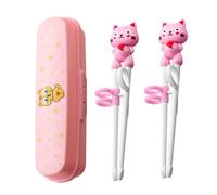Kids Training Chopsticks Cute Cartoon Plastic Learning Chopsticks with Ring Sleeves for Baby 2Pair Kitchen