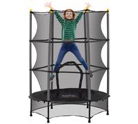 Kids Trampoline 140cm Black Steel Frame PP EPE Enclosure 190cm High Indoor Safe