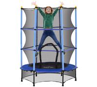 Kids Trampoline 140cm Blue Powder-Coated Steel Frame Bungee Safety Enclosure 4ft