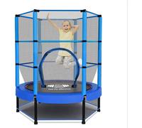 (Kids Trampoline Mini Bouncer Enclosure Net (Blue)) FK Sports Heavy Duty Outdoor & Indoor Trampoline with Safety Enclosure Net,Ladder & Spring Cover for Kids, Toddlers & Small Adult Fitness Rebounder