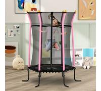 Kids Trampoline Mini Bouncer w/ Enclosure Safety Net For Ages 3-10 Years HOMCOM Pink One Size