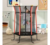 HOMCOM Kids Trampoline Mini Bouncer with Enclosure Safety Net - Red, none