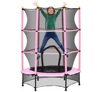 Kids Trampoline Pink 140x140x190cm Steel Frame Bungee Safety Enclosure PaddedMat
