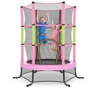 Kids trampoline with enclosure safety net for indoor or outdoor play, Pink