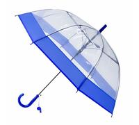 Kids Transparent Dome Umbrella with Coloured Border, Easy Grip Strong Handle Sturdy Large Rain Brolly, Walking Safety Umbrella for Boys & Girls Assorted Colors