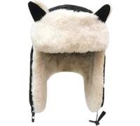 Kids Trapper Hat Bomber Russian Hat Faux Fur Ushanka Cossack Hat Thicken Corduroy Cap Windproof Knitted Beanie Cap with Adjustable Chin Strap for Boys Girls Snowboard Ski Skate Headwear,52-54cm