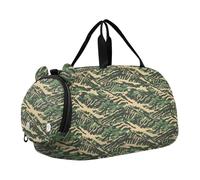 Kids Travel Duffel Bag Overnight Weekender Carry-On Tote Gym Bag with Shoes Compartment Sports School Green Camouflage Pattern