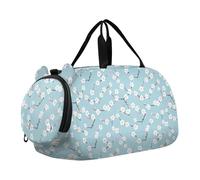 Kids Travel Duffel Bag Overnight Weekender Carry-On Tote Gym Bag with Shoes Compartment Sports School White Cherry Blossom Pattern