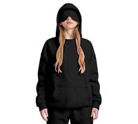 Kids Travel Hoodie with Eye Mask | Cozy Fleece Wearable Blanket for Boys & Girls Age 4-14 | Airplane Flight Mode Sweatshirt | Oversized Hooded Pullover Long Sleeve Winter Warm Pockets