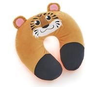 Kids Travel Neck Pillow - Cozy U-Shaped Soft Cushion, Cute Animal Design, Toddler Neck Support for Car, Plane, Train & Road Trips, Comfortable Travel Pillow for Boys & Girls, Machine Washable [TIGER ]