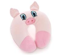 Kids Travel Neck Pillow - Cozy U-Shaped Soft Cushion, Cute Animal Design, Toddler Neck Support for Car, Plane, Train & Road Trips, Comfortable Travel Pillow for Boys & Girls, Machine Washable [PIG ]