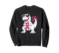 Kids TRex Dinosaur Pink Ribbon Breast Cancer Support Sweatshirt