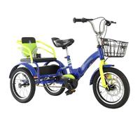 Kids Tricycle 3 to 11 Years, 14in 16in 18in 20in, Three Wheel Double Seat Bike for Shopping, Picnic, and Outdoor Sports, Supports up to 200kg, 2 Seater