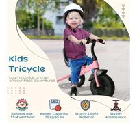 Kids Tricycle for Toddlers 1-3 Years with Parent Push Handle, Adjustable Seat, Safety Belt, Storage Basket