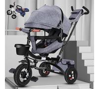 Kids Trike, 3-in-1 All Terrain Toddler Bike with Removable Push Handle, Rotatable Seat, Removable Canopy, Safety Harness, Non-Pneumatic Rubber Tires for Ages 18 Months to 5 Years