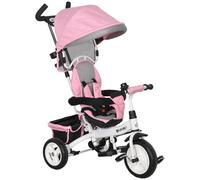HOMCOM Trike for Kids, 6 in 1 Tricycle, Pedal Push Bike w/Push Handle, Removable Canopy, 5-point Seat Belt, Storage, Cushion, Footrest, Brake, for 1-5 Years Toddler, Pink