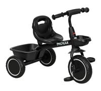 Kids Trike Adjustable Seat Basket Pedal Toddlers Tricycle Black 2 to 5 Years