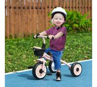 AIYAPLAY Baby Trike, Toddler Tricycle with Adjustable Seat, Basket, Bell, Kids Tricycle for 2-5 Years Old, Pink
