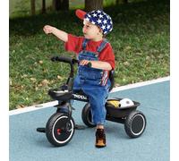 AIYAPLAY Kids Trike, Toddler Tricycle for 2 to 5 Years, with Adjustable Seat, Pedal, Front Rear Baskets, 3 Wheels Kids Bike Gift for Boys and Girls, Black
