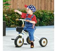AIYAPLAY Baby Trike, Toddler Tricycle with Adjustable Seat, Basket, Bell, Kids Tricycle for 2-5 Years Old, White