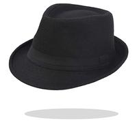 Kids Trilby Fedora Jazz Panama Hat Short Brim Bowler Hat 54cm 21.25" Fit for 5-9 Years Baby Boys Girls, Black - Kids, 5-9 Years