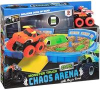 Kids Truck Chaos Arena Playset 33pc with Magic Sand, kids Racing Track Set, Ultimate Crush Yard Playset, Truck Car Toys, Kids Toys for Boys and Girls Ages 3 and up. (H41 x W10 x D34.2cm)