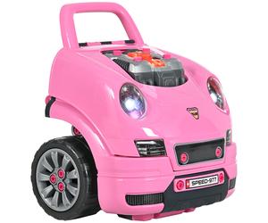 Kids Truck Ride-On 47x40x39cm Pink ABS/PP Engine Toy with Horn & Light, Ages 3-5