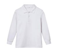 Kids Tshirt Boys Girls Long Sleeve Thicken Solid Color Polo Tee Button Closure Comfortable Soft Fabric Fleece Lined Top(White, 5-6 Years)
