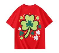 Kids Tshirts Funny Girls Floral Print Short Sleeve T Shirt Summer Casual Top with Leaf Pattern Breathable Soft Tee for Kids Red