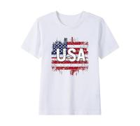 Kids Tshirts USA Flag Print T-Shirts Short Sleeve Round Neck Tops Soft Breathable Comfy Tees Patriotic Event Wear Summer Outdoor Independence Day Fashion White 7 Years