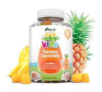 Kids Tummy Gummies - Friendly Probiotics for Children - 120 Vegan Vitamin Gummies - Pineapple Flavour - Lactobacillus and Bifidobacterium & Vitamin B3, B5, B6 & C for Gut Health - Nu U Nutrition