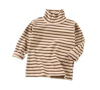 Kids Turtle Neck Top Unisex Long Sleeve Thermal Base Layer Shirt Casual Uniform Tops School Casual Striped Tees Tight Undershirts for Boys Girls