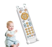 Kids TV Remote Toy, Toddler Realistic Controller with Silicone Animal Shaped Teether Cover, 3 Languages Sensory Babies Toy with Sounds for Christmas, Halloween, New Year