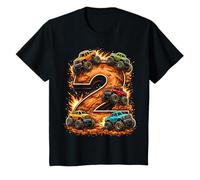 Kids Two 2yr 2nd Birthday Monster Truck Racing 2 Year Old Boy T-Shirt