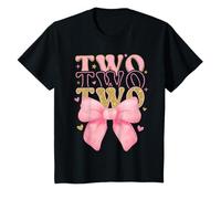Kids Two Groovy 2nd Birthday Girl Pink Bow - 2 Years Old Daughter T-Shirt
