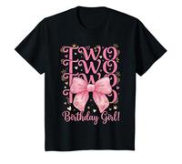 Kids Two Groovy 2nd Birthday Girl Pink Bow - 2 Years Old Daughter T-Shirt