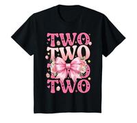 Kids Two Groovy 2nd Birthday Girl Pink Bow - 2 Years Old Daughter T-Shirt