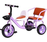 Kids' Two-Seater Tricycle with Adjustable Handlebars and Rear Passenger Seat, Ideal for Preschool Playground Fun for Ages 1-6