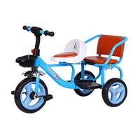 Kids' Two-Seater Tricycle with Adjustable Handlebars and Rear Passenger Seat, Ideal for Preschool Playground Fun for Ages 1-6