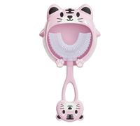 Kids U Shape Toothbrush,Food-Grade Soft Silicone Toothbrush Head,360°All-Round Cleaning Silicone Teeth Brush,with Dust-Proof Wall Mount Bracket,Cartoon Design,Suitable for Babies Aged 2-12 Years